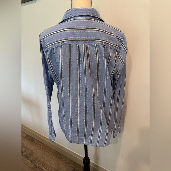 St Johns Bay Striped Long Sleeve Shirt  Blue L EUC - Picture 3 of 8